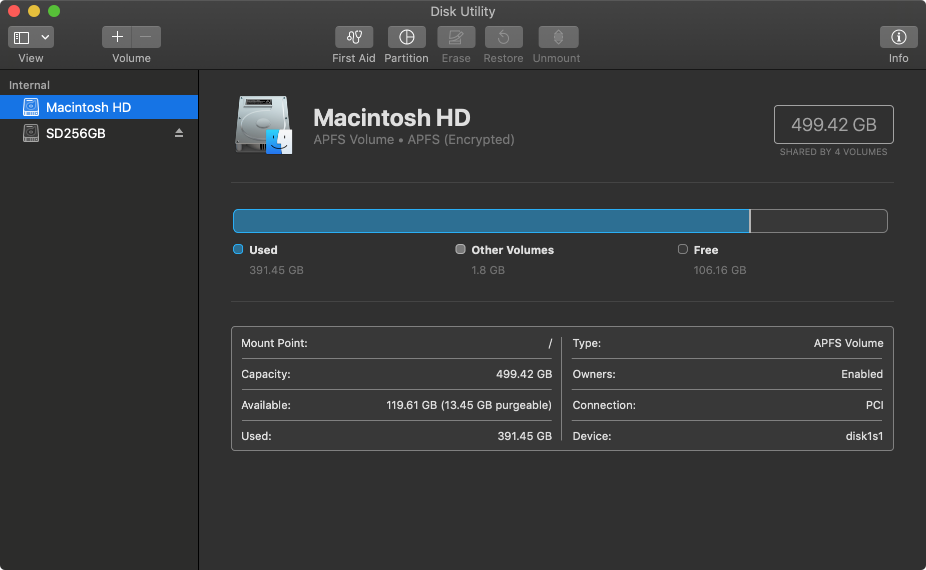 Disk Utility Volumes