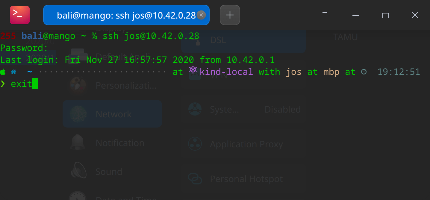 ssh connected