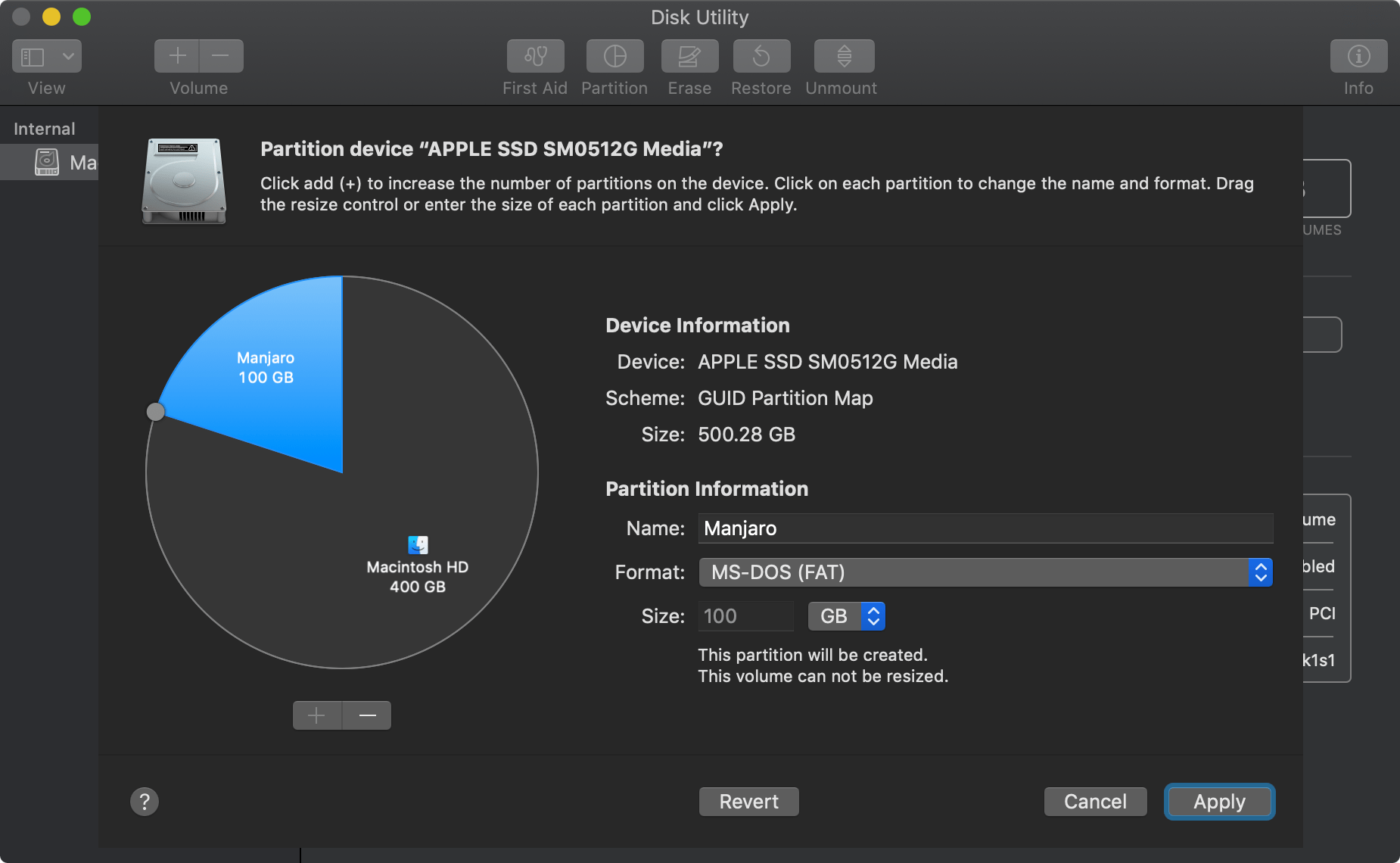 Disk Utility New Partition