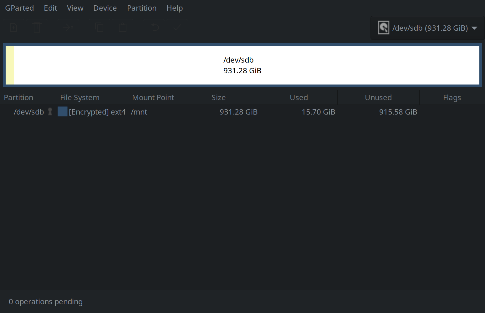 gparted encrypted luks