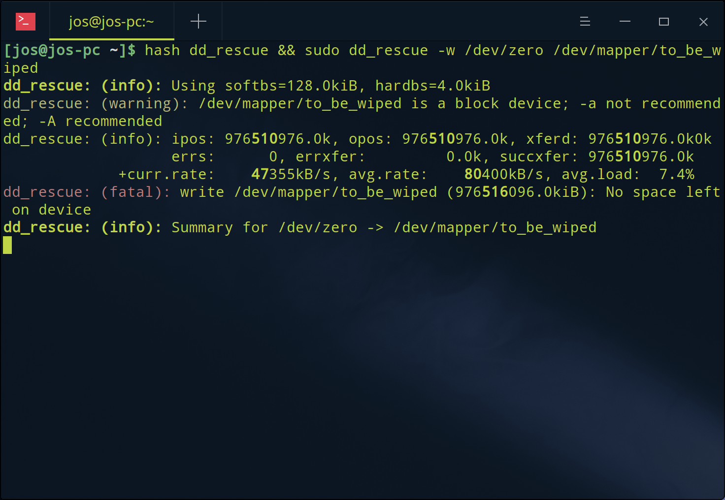 dm-crypt write complete