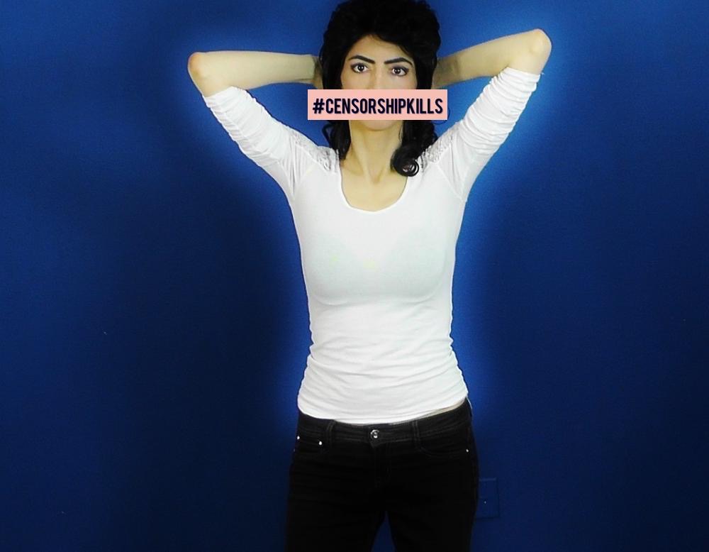 Censorship kills meme featuring YouTube shooter Nasim Aghdam.