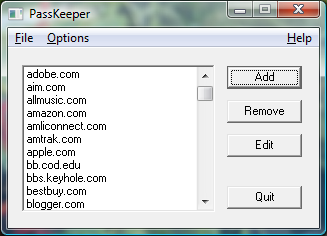 PassKeeper running under Windows Vista