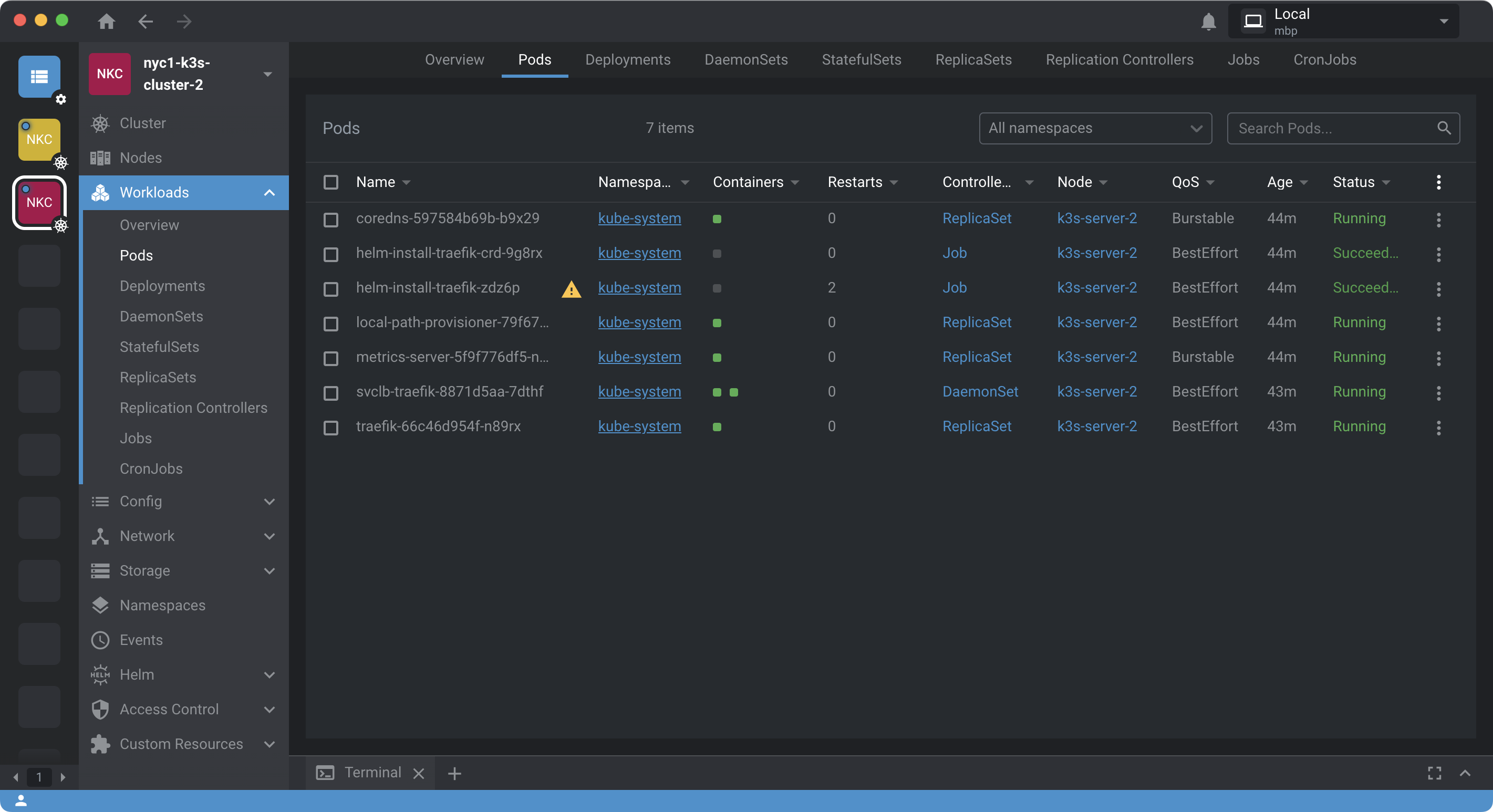 lens interface showing metrics server installed